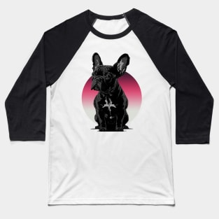 Black Bitmap French Bulldog Baseball T-Shirt